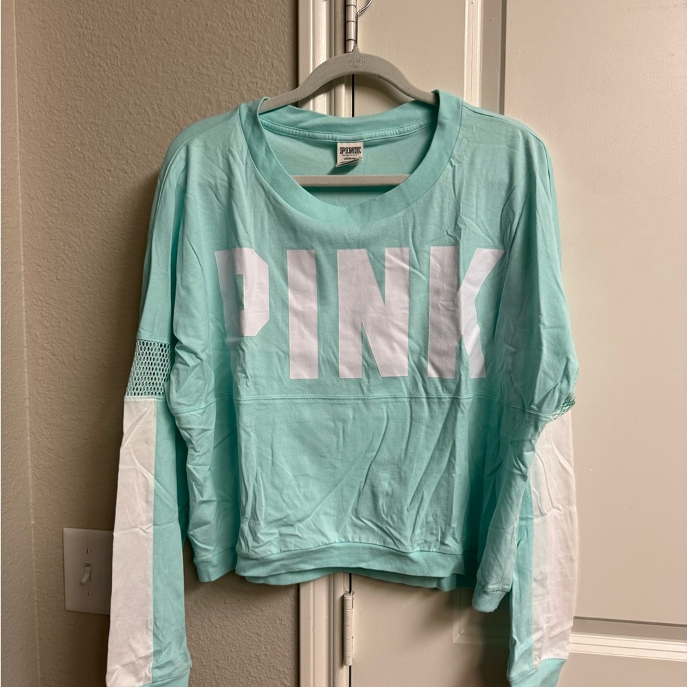 PINK Victoria's Secret Aqua Long Sleeve Tee
